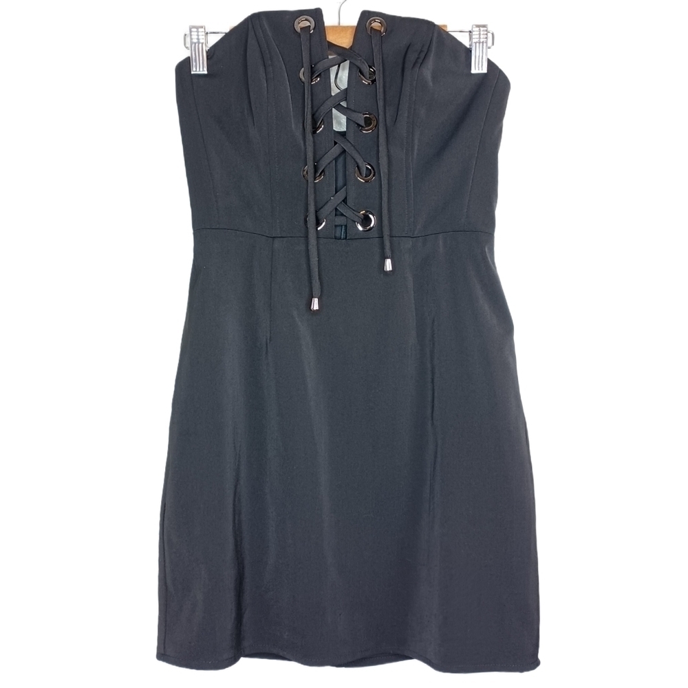 NBD Revolve Strapless Lace Up Front Dress